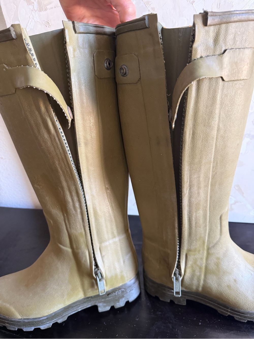 Le Chameau Men's Chasseur leather lined tall rubber boots, olive green - Picture 10 of 16